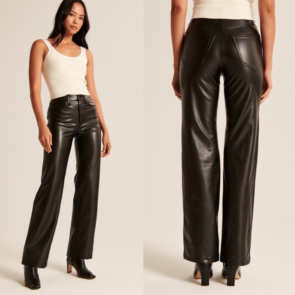 Abercrombie & Fitch Vegan Leather High Rise 90’s Relaxed Jean - Picture 1 of 5